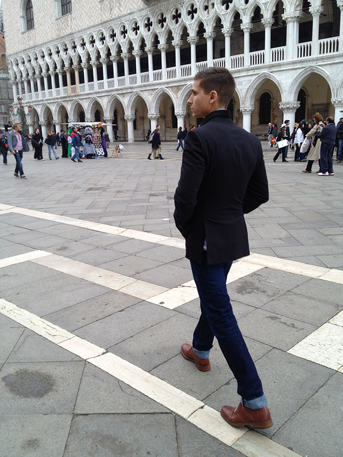 Adam walking in Venice