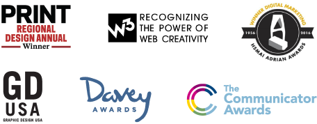 Integrated Marketing awards from Print, Davey Awards, GD Usa, The communicator Awards, Adrian Awards, and more.