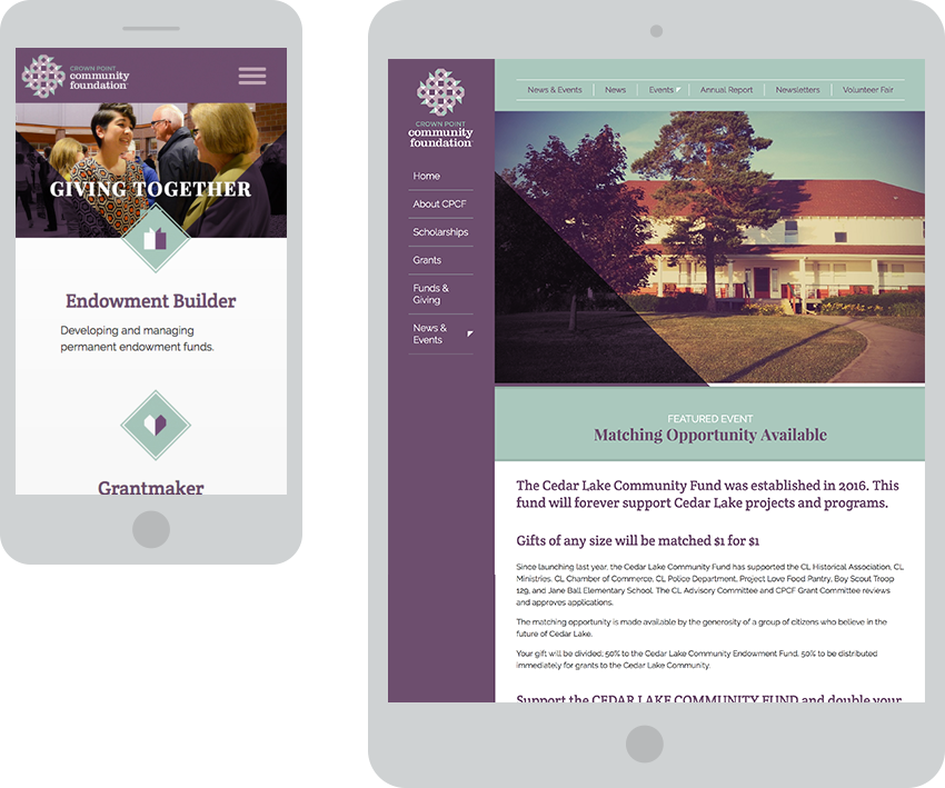 Crown Point Community Foundation Responsive Website Redesign