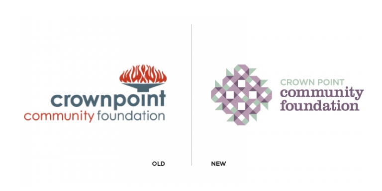 Crown Point Community Before and After Logo Redesign
