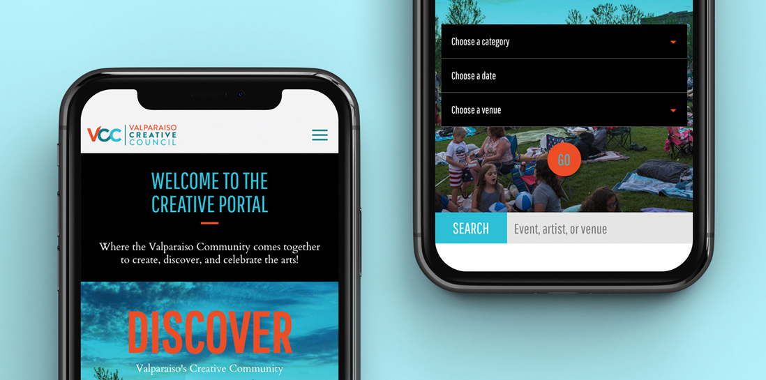 Valparaiso Creative Council case study website on phone